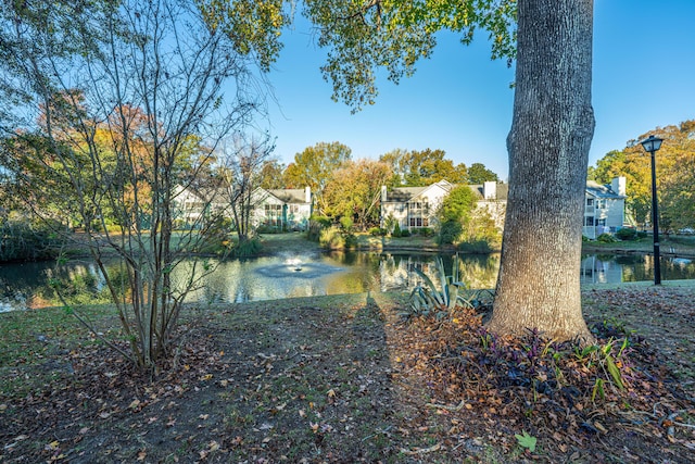 view of yard with a water view