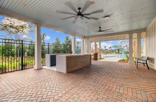 804 Buckler St, Summerville, SC 29486 - view of patio featuring ceiling fan and exterior kitchen