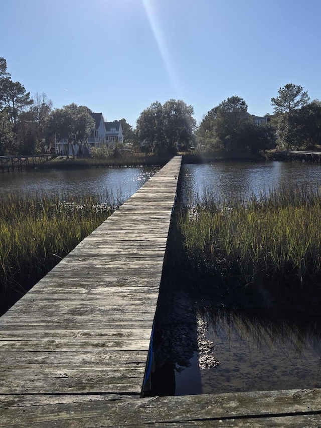 view of dock featuring a water view