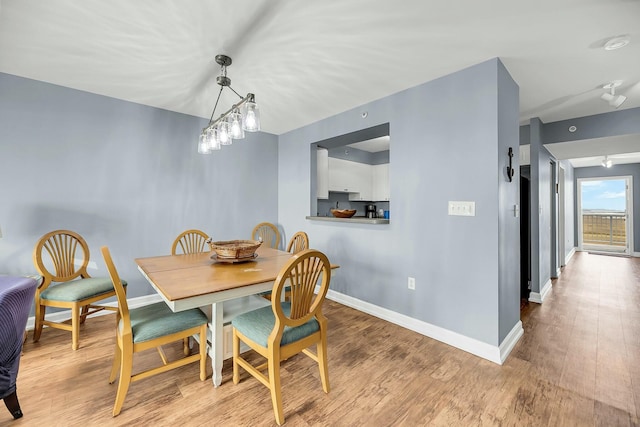 dining room with light hardwood / wood-style floors