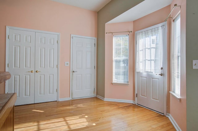 interior space featuring a healthy amount of sunlight and light hardwood / wood-style floors