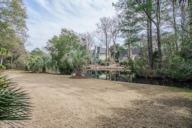 view of yard featuring a water view