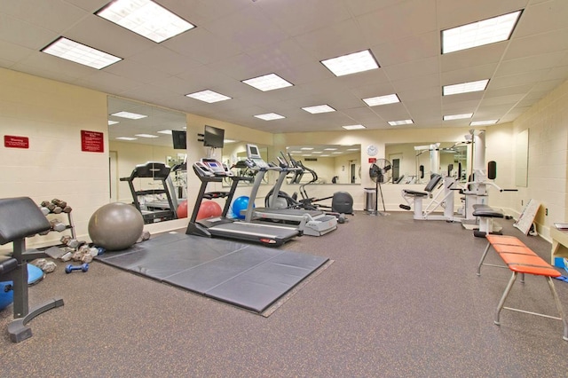 330 Concord St Unit 8E, Charleston, SC 29401 - gym featuring a paneled ceiling and ceiling fan