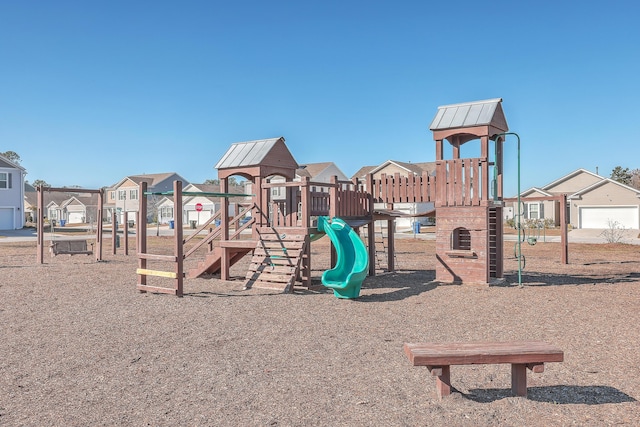 communal playground with a residential view