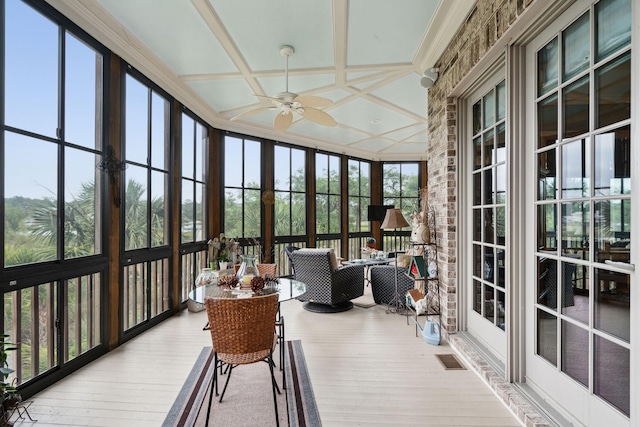 2834 Parkers Landing Rd, Mount Pleasant, SC 29466 - sunroom with hardwood / wood-style floors and coffered ceiling