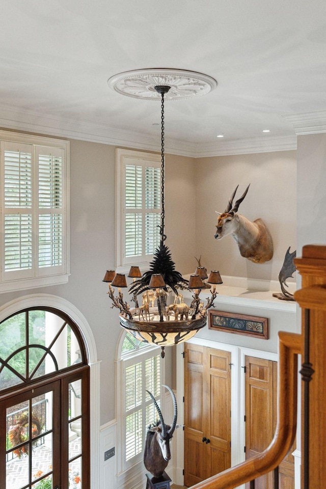 2834 Parkers Landing Rd, Mount Pleasant, SC 29466 - detailed view of a chandelier and crown molding