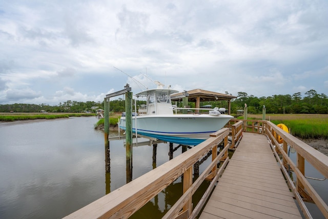 2834 Parkers Landing Rd, Mount Pleasant, SC 29466 - dock area with boat lift and a water view