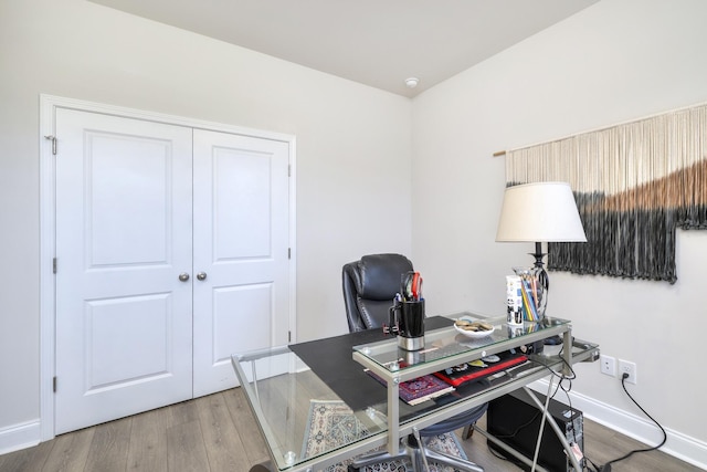 409 Pine Lake Ct, Manning, SC 29102 - office space with wood finished floors and baseboards
