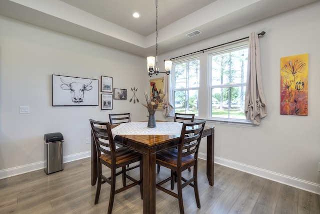409 Pine Lake Ct, Manning, SC 29102 - dining room featuring baseboards, a chandelier, wood finished floors, and recessed lighting
