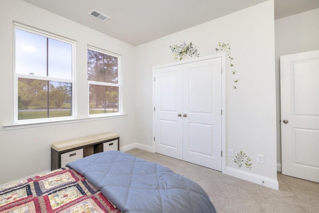 409 Pine Lake Ct, Manning, SC 29102 - bedroom featuring light carpet, baseboards, and a closet