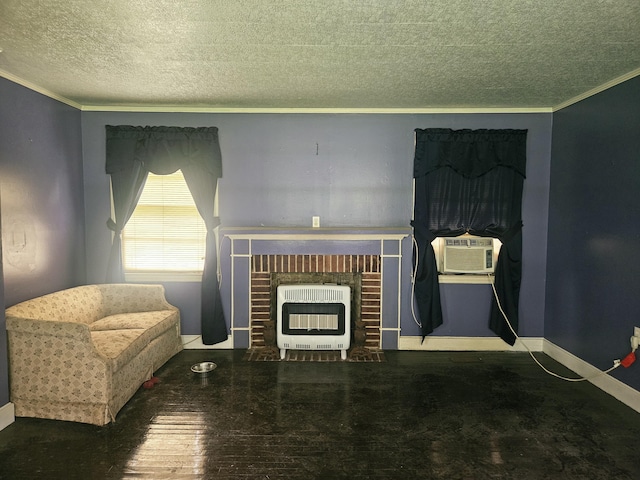 8719 Jefferies Hwy, Walterboro, SC 29488 - living room with heating unit, ornamental molding, a textured ceiling, and cooling unit