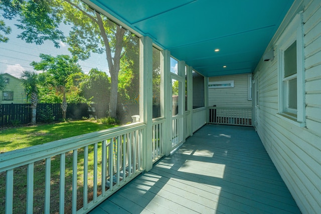 view of unfurnished sunroom
