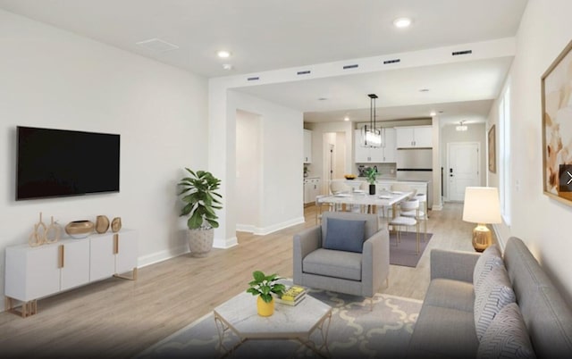 living room featuring light hardwood / wood-style flooring