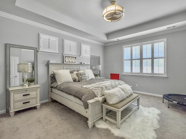 209 Celestial Blvd, Summerville, SC 29486 - bedroom with a tray ceiling, light colored carpet, baseboards, and ornamental molding