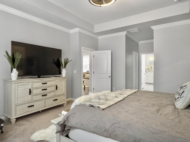 209 Celestial Blvd, Summerville, SC 29486 - carpeted bedroom featuring crown molding, ensuite bathroom, and baseboards
