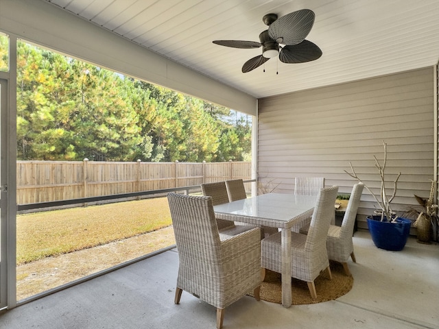 209 Celestial Blvd, Summerville, SC 29486 - view of patio featuring a fenced backyard, a ceiling fan, and outdoor dining area