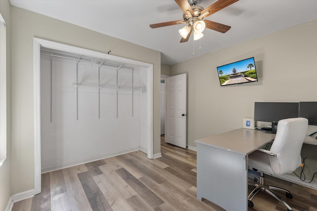 5052 Hidden Forest Ln, North Charleston, SC 29420 - office featuring light wood-style flooring and ceiling fan