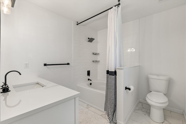 5052 Hidden Forest Ln, North Charleston, SC 29420 - full bathroom with shower / bath combo, vanity, and marble look tiles