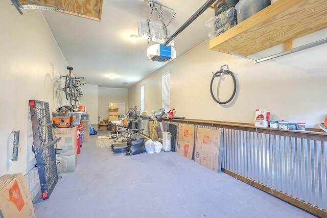 garage with a garage door opener