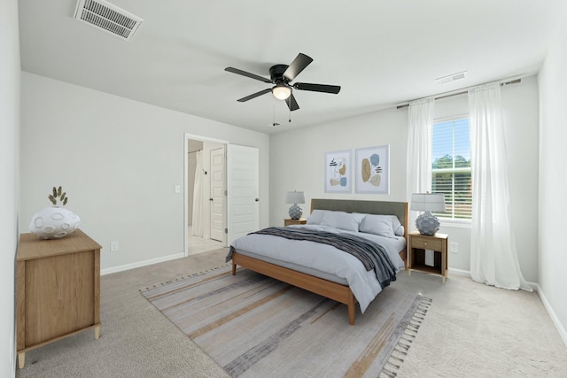 bedroom with carpet floors and ceiling fan