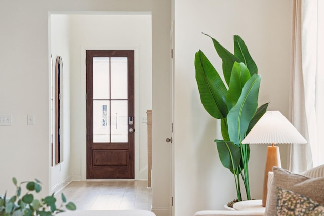 entryway featuring light wood finished floors