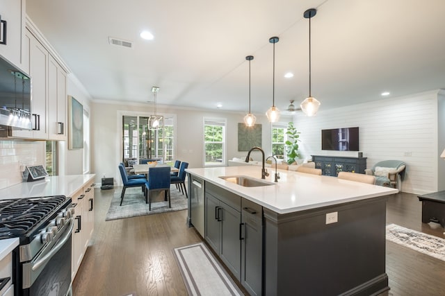 125 Beam St, Huger, SC 29450 - kitchen featuring a sink, open floor plan, dark wood-type flooring, appliances with stainless steel finishes, and recessed lighting