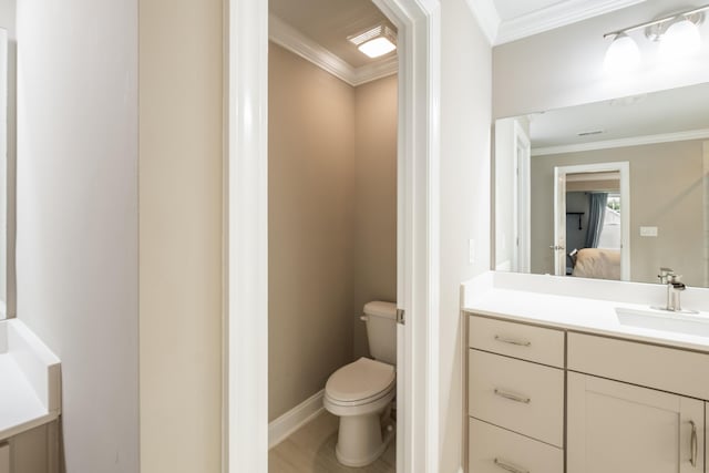 125 Beam St, Huger, SC 29450 - bathroom featuring vanity, toilet, connected bathroom, ornamental molding, and baseboards