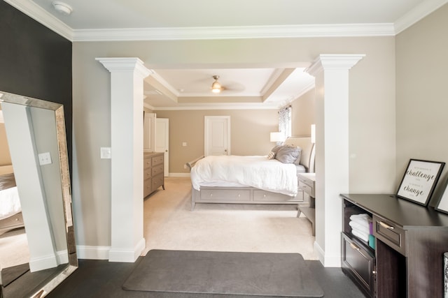 125 Beam St, Huger, SC 29450 - carpeted bedroom featuring ornamental molding, decorative columns, and baseboards