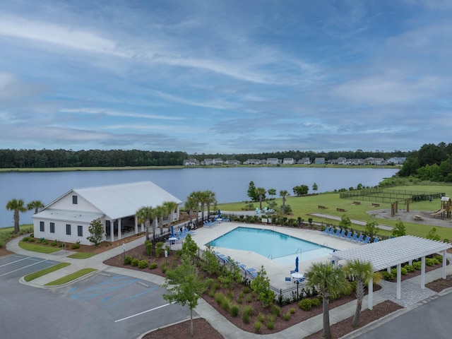 125 Beam St, Huger, SC 29450 - community pool featuring a water view and a patio area