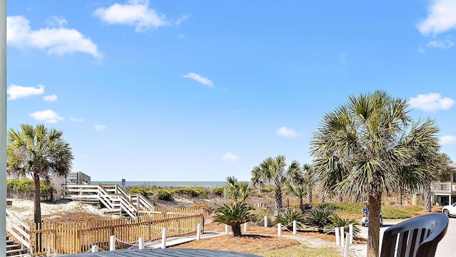 water view featuring fence