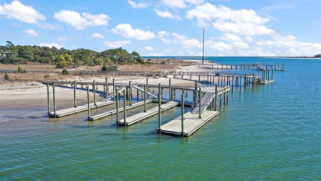 view of dock featuring a water view