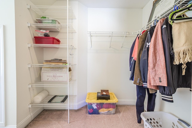 spacious closet with carpet floors