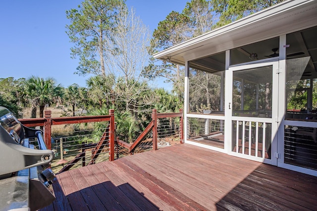 wooden terrace with a sunroom