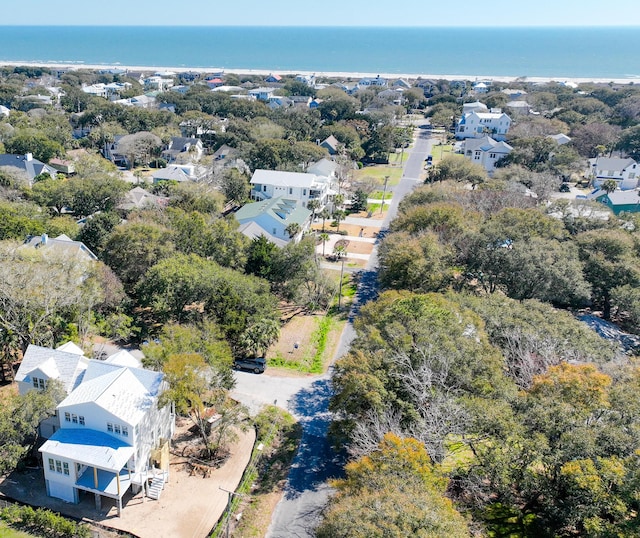 bird's eye view with a water view and a residential view