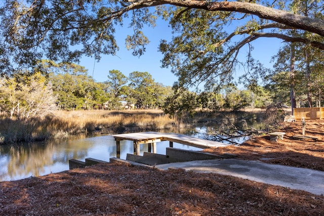 view of dock featuring a water view