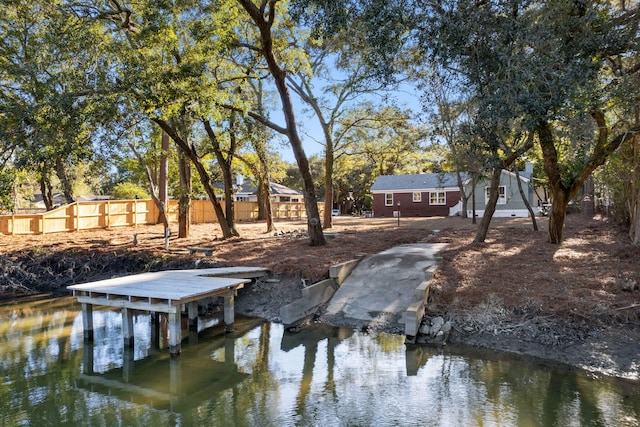 view of dock featuring a water view