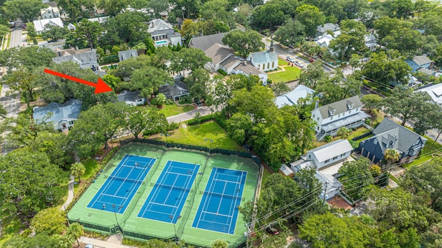 drone / aerial view with a residential view