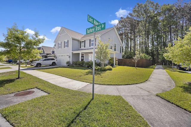 1166 Turkey Trot Dr, Johns Island, SC 29455 - view of side of property featuring fence, concrete driveway, a yard, and a garage