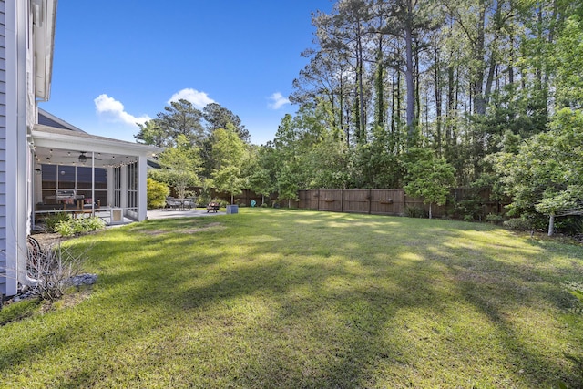 1166 Turkey Trot Dr, Johns Island, SC 29455 - view of yard with ceiling fan, fence private yard, and a patio area