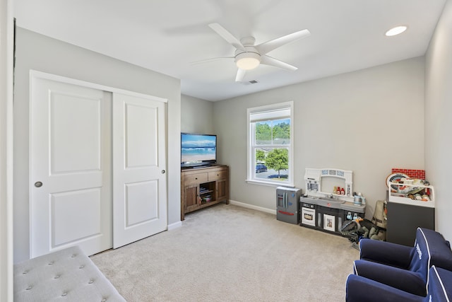 1166 Turkey Trot Dr, Johns Island, SC 29455 - interior space with carpet floors, visible vents, baseboards, and ceiling fan