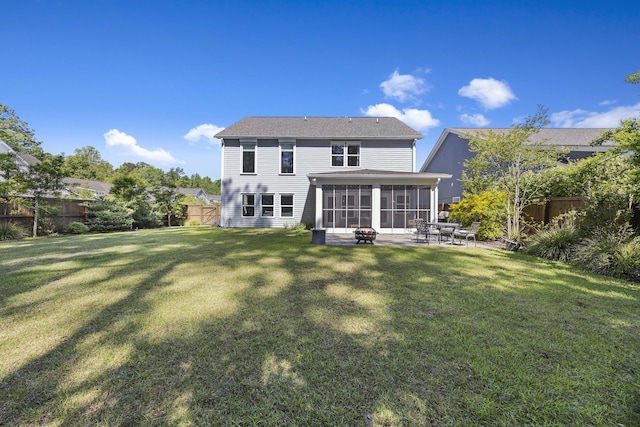 1166 Turkey Trot Dr, Johns Island, SC 29455 - rear view of property featuring a patio area, a fenced backyard, a sunroom, and a yard
