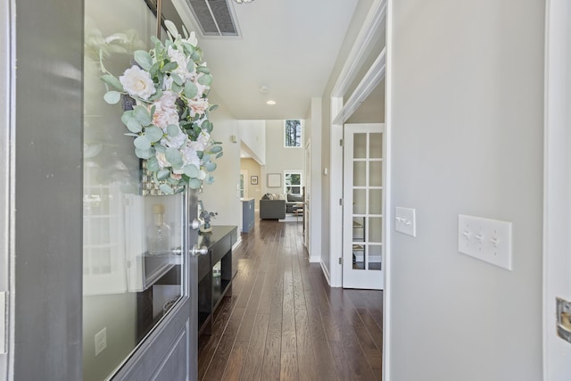 1166 Turkey Trot Dr, Johns Island, SC 29455 - corridor with visible vents and dark wood finished floors