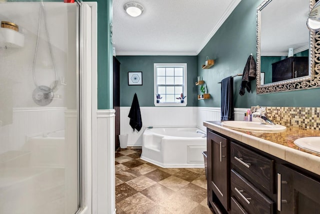 8072 Bing Hill Rd, Adams Run, SC 29426 - full bath with a bath, a wainscoted wall, a sink, and a shower stall