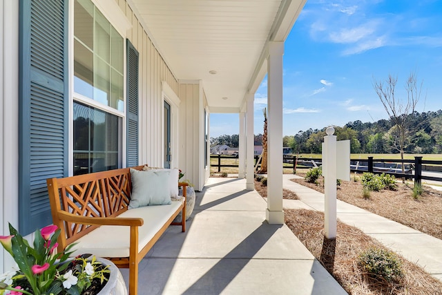 view of patio featuring a porch