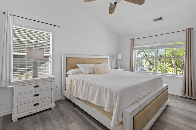 3202 Middleburry Ln, Charleston, SC 29414 - bedroom with vaulted ceiling, wood finished floors, ceiling fan, and baseboards