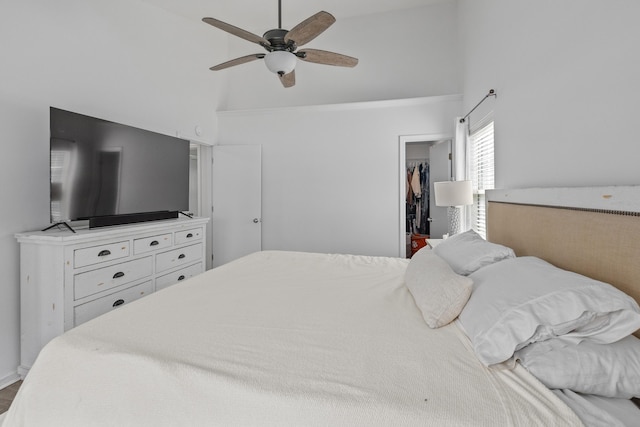 3202 Middleburry Ln, Charleston, SC 29414 - bedroom featuring high vaulted ceiling, a spacious closet, and a ceiling fan