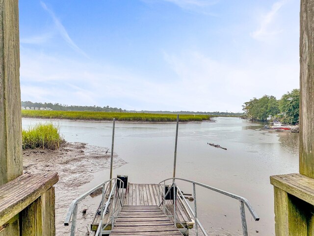 view of dock featuring a water view