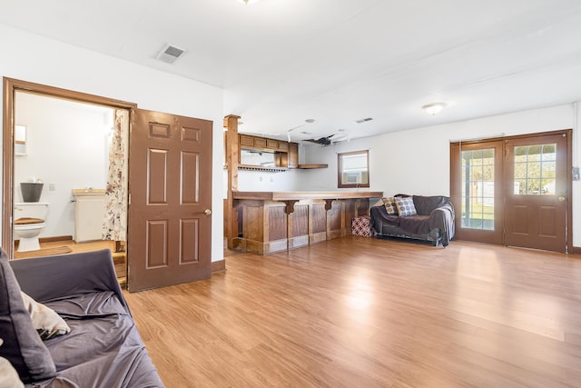 living room featuring light wood-type flooring