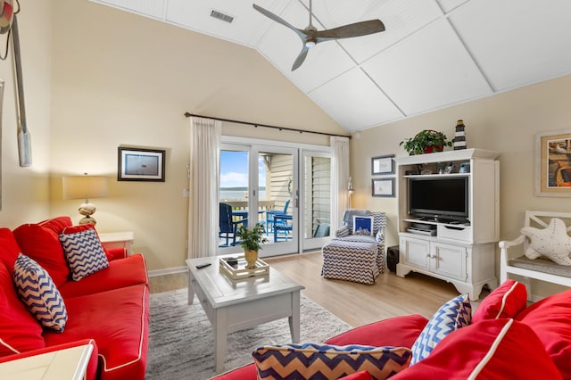 1376 Pelican Watch Villas, Seabrook Island, SC 29455 - living area with ceiling fan, lofted ceiling, and wood finished floors
