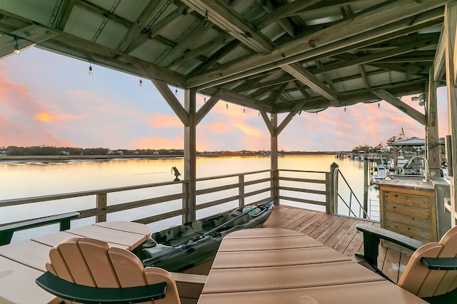 view of dock featuring a water view